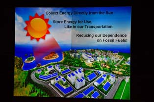 BYD’s head of S.Li technology proposed the possibility of a future eco city using solar powered EVs and renewable energy technology.