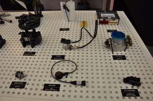 Various examples of OEM products on display by Delphi